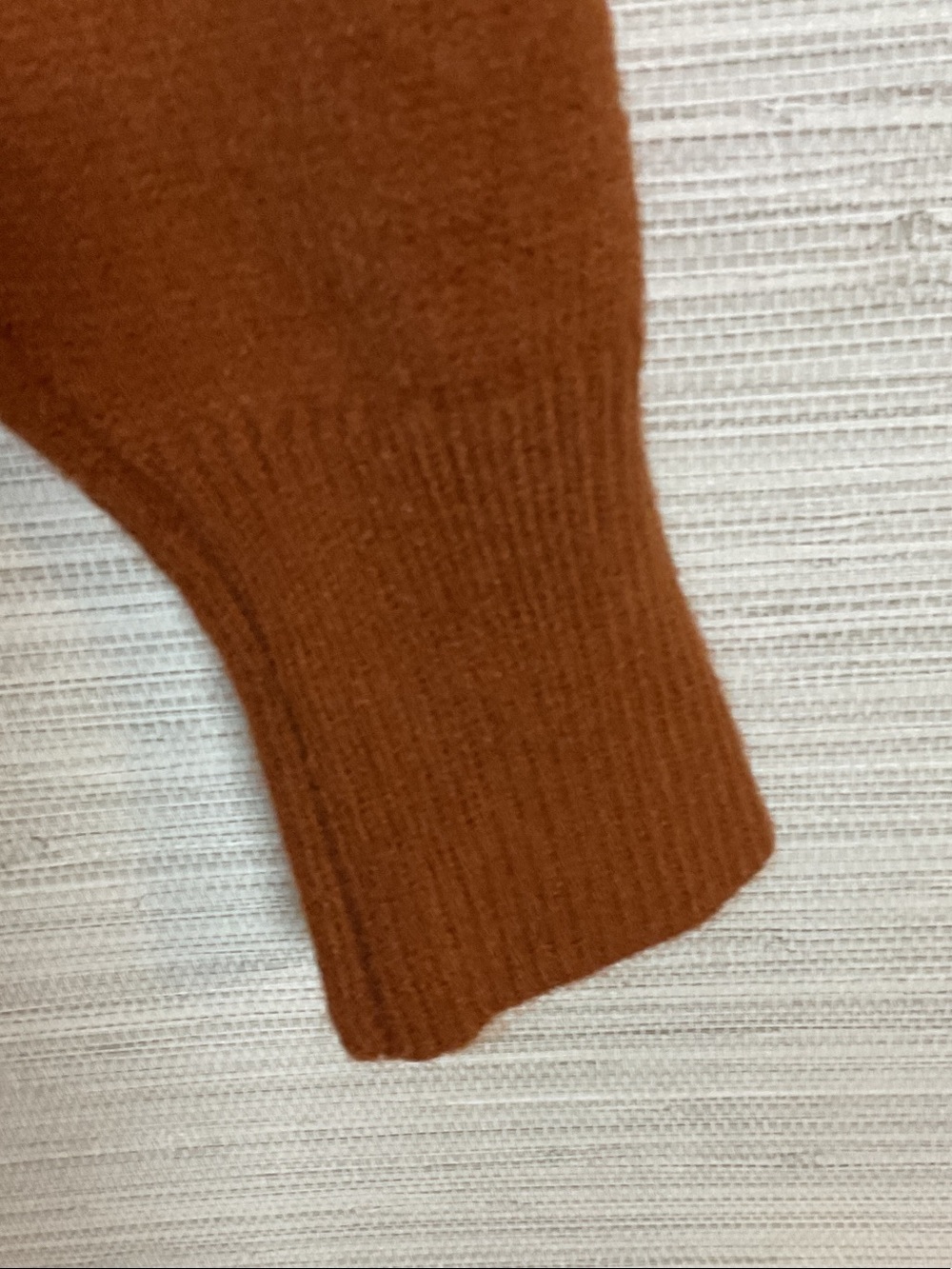 &Merci Turtleneck Floral Leaf Appliqué Patchwork Sweater in Rust & Cream Large - Picture 7 of 15